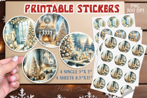 Download Christmas Watercolor Stickers Printable - Watercolor stickers Collection