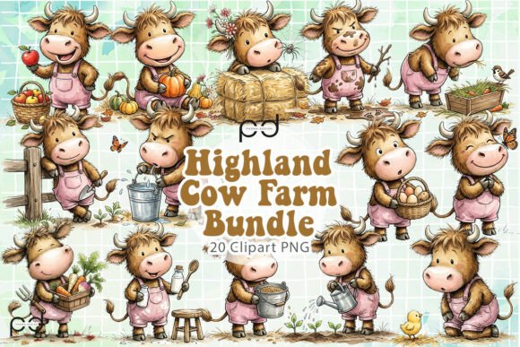 Download Highland Cow Farm Bundle Graphics - Premium Resources